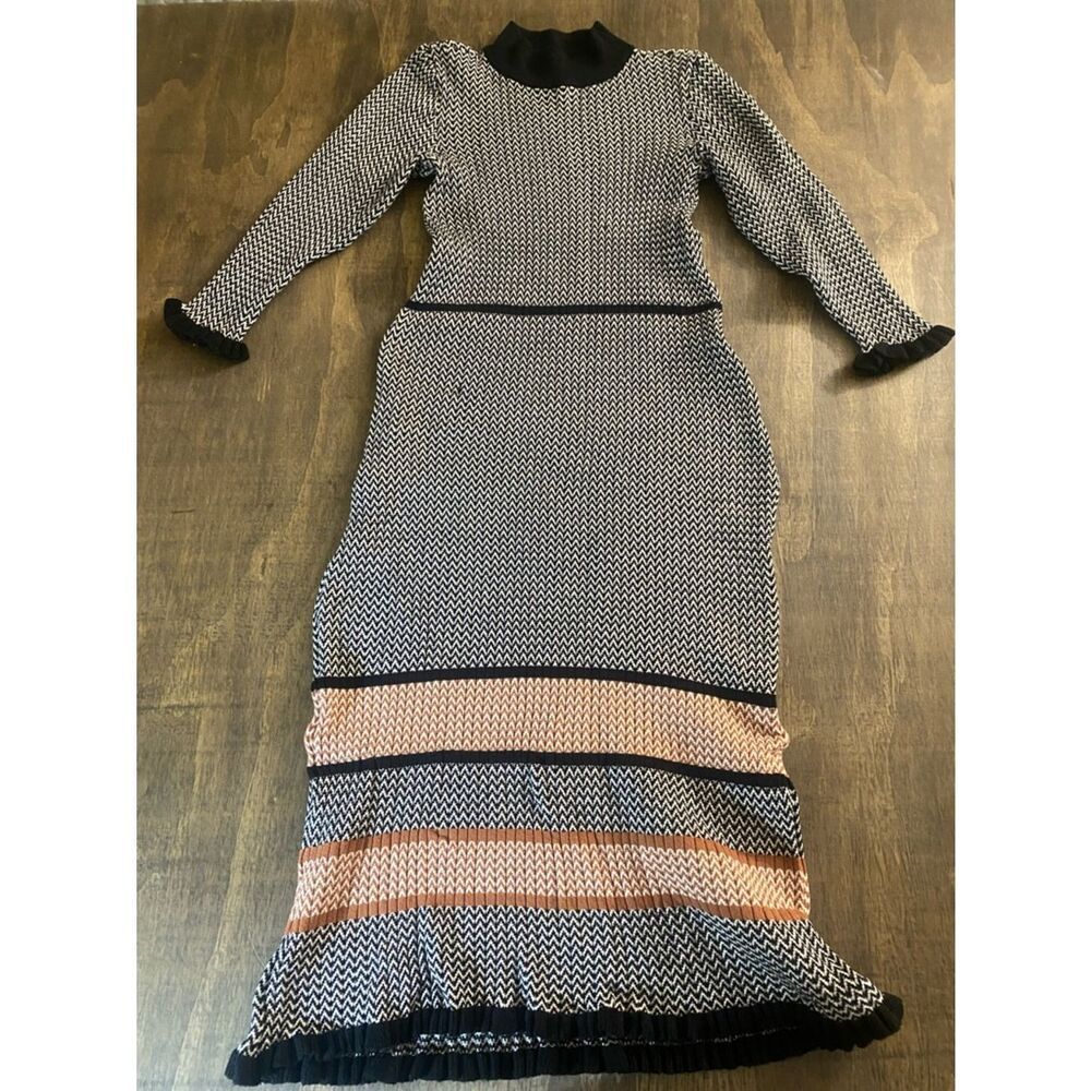 Lane Bryant Long Sleeve Chevron Knit Dress with Pink Accent